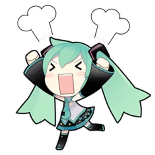 o primeiro som é lindo, símbolo de expressão miku, três bancos de som inicial chibi, hatsune miku chibi