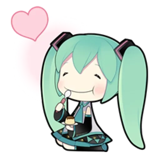 símbolo de expressão miku, o primeiro som é lindo, hatsune miku, três bancos de som inicial chibi, chibi hajinmeku