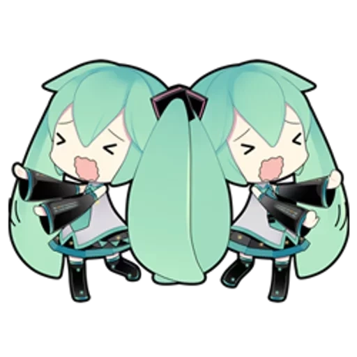 o primeiro som é lindo, símbolo de expressão miku, o primeiro som é lindo, três bancos de som inicial chibi, hatsune miku chibi