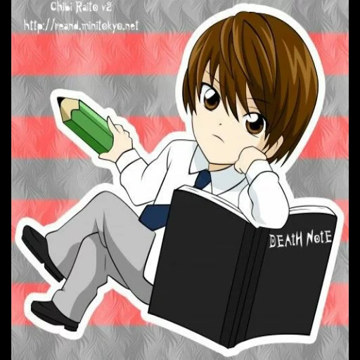 leicht yagami, todesmeldung, yagami light chibi, ren notebook, kira chibi todesnotiz