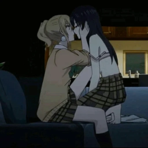 figura, animação yuri, animação cítrica yuzu, tela de anime cítrico, beijo de anime cítrico