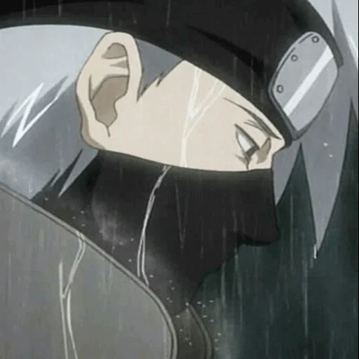 naruto, chateo kakashi, kakashi naruto, kakashi bajo la lluvia, triste kakashi sensei