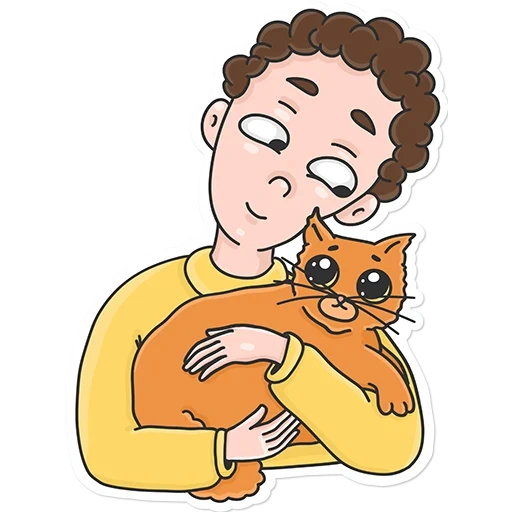 kucing, anak laki-laki, ilustrasi vektor