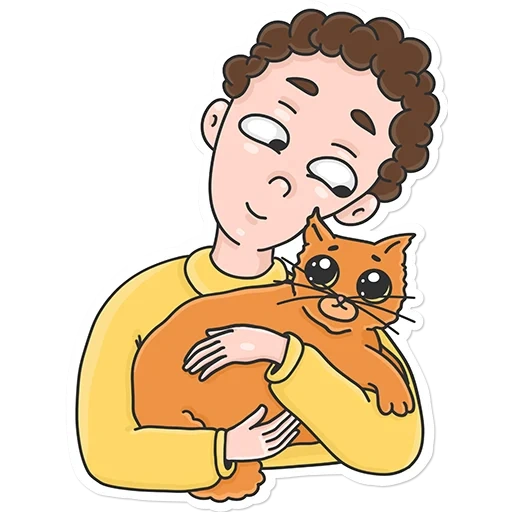 cat, boy, vector illustrations