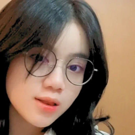 lunettes, asiatique, femme, jeune femme