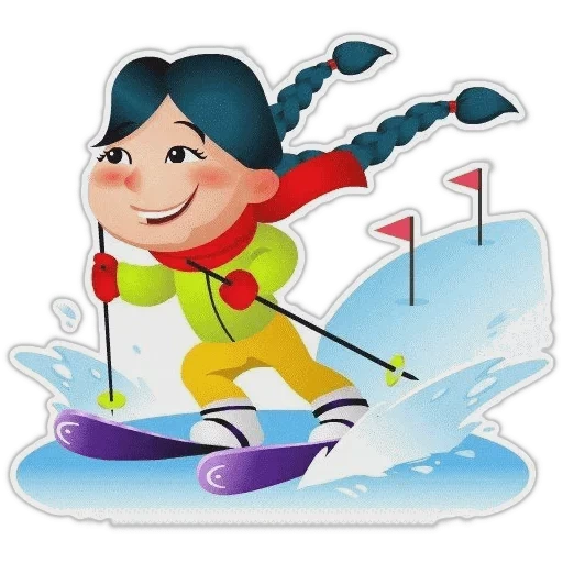 esquís de dibujos animados, deporte de invierno, esquí de esquí, maratón de esquí, montar esquí