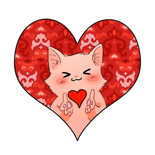 кот, валентинка, котик обнимает сердце