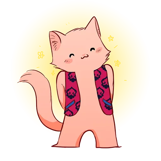 gatto, gatto, disegni carini di chibi, bella gatti anime, schizzi di gatti rosa