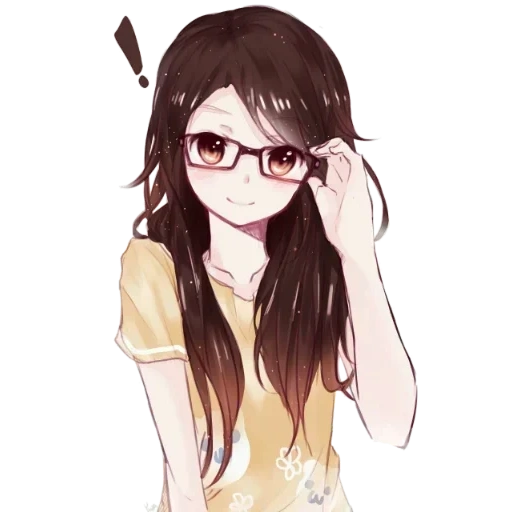 kacamata anime, gadis anime dengan kacamata, gambar anime anak perempuan