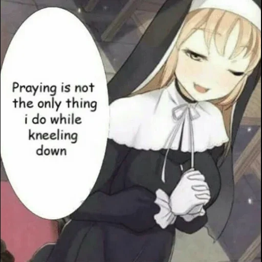 аниме, монашка аниме, персонажи аниме, сестра клэр монахиня аниме, praying is not the only thing i do while kneeling down