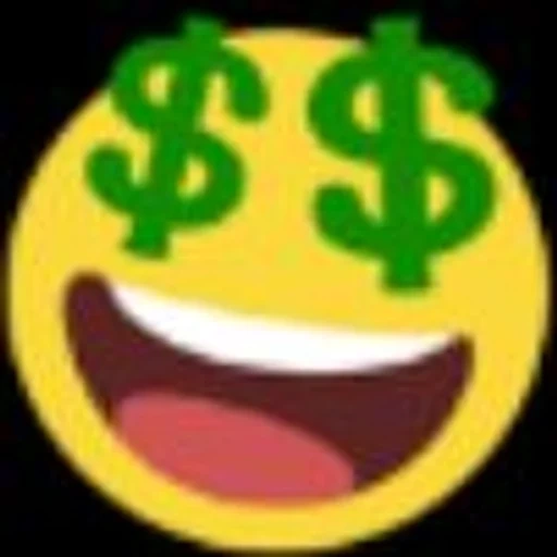 dinero, sonrisa dólar, emoji dólar, dólar sonriente, smiley en dólares de ojos