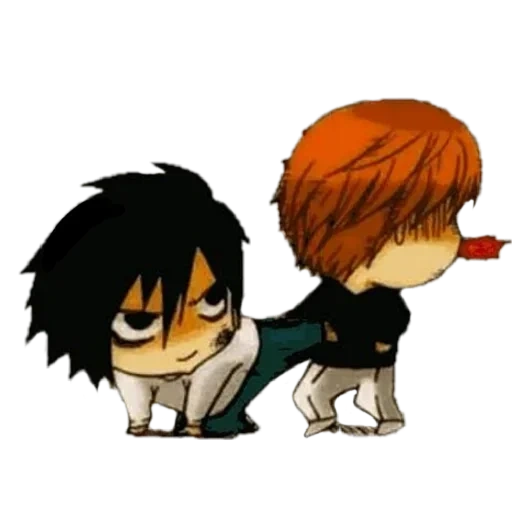 catatan kematian, karakter anime, catatan kematian l, death note chibi light death, kira chibi death note