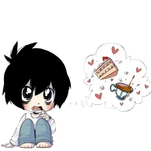 тетрадь смерти, l тетрадь смерти, l death note chibi, тетрадь смерти чиби, эл тетрадь смерти чиби