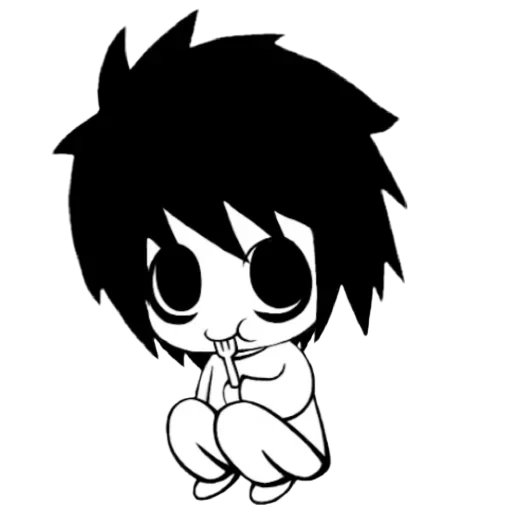 imagen, l, el elfón de la muerte chibi, nota de la muerte de bocetos, l nota de calcomanías de chibi de muerte