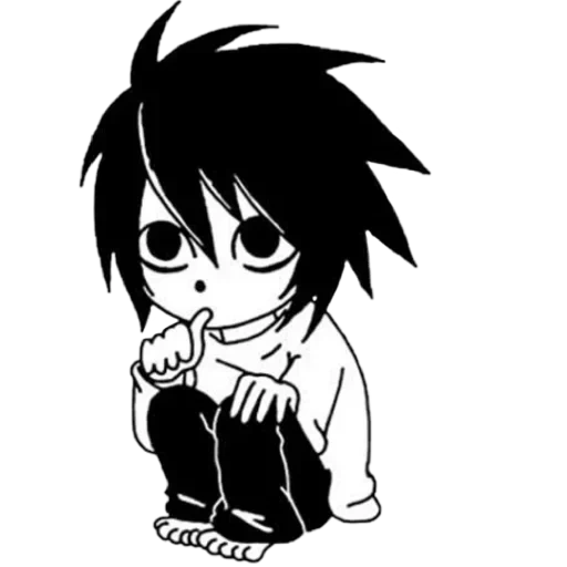 catatan kematian, catatan kematian l, chibi death note, catatan kematian watsapp, l catatan stiker chibi kematian