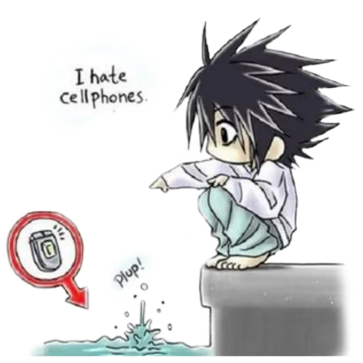 ryuzaki chibi, death note, l die notebooks, die notebooks l, kavais death notebook