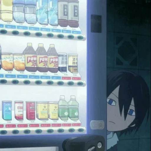 аниме, девушки аниме, персонажи аниме, торговый автомат, торговый автомат аниме