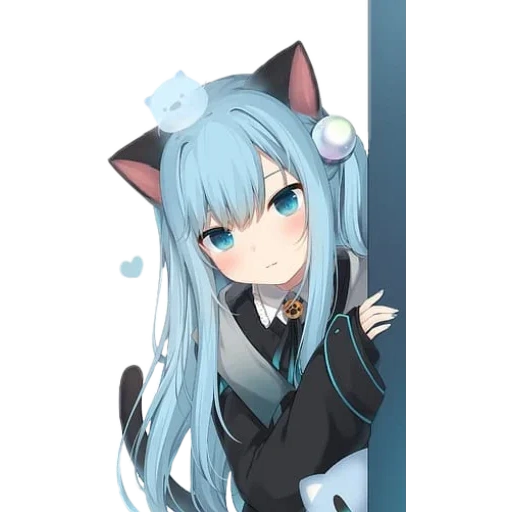 anime neko, neco anime day, ragazza con orecchie, amashiro natsuki, anime tian blue hair