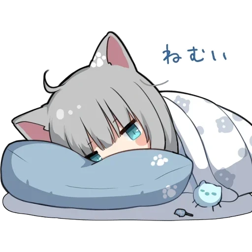 chibi some, neko anime, anime cat, some anime art, girl cat anime