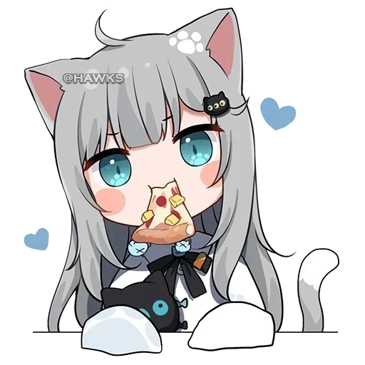 chibi algum, anime gato, anime de gato de menina, anime de gato de menina, amashiro natsuki é uma arte