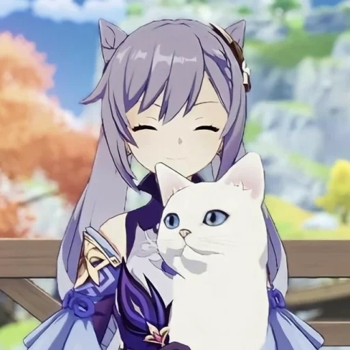 gato, animação, animação neko, menina anime, animal anime