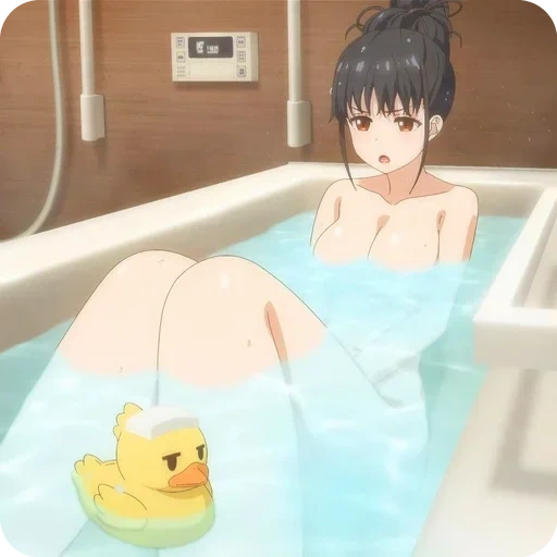 anime, animação, banheiro de anime, animação da água do banho