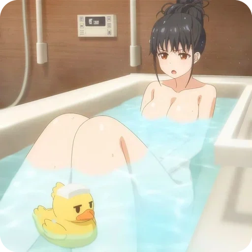 anime, anime, salle de bain d'anime, eau à l'anime de la batterie