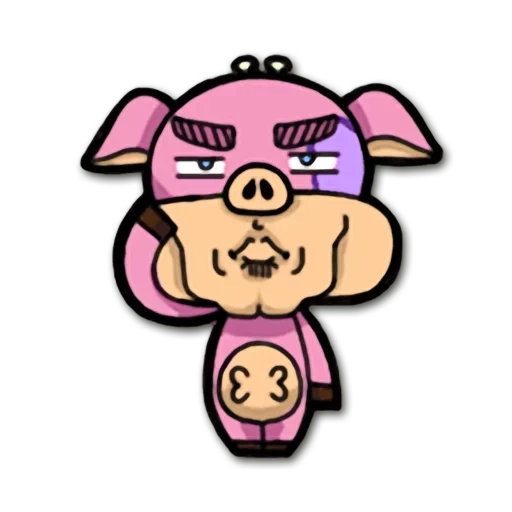 babi, kepala babi, cerutu babi, maskot babi, stiker babi marah