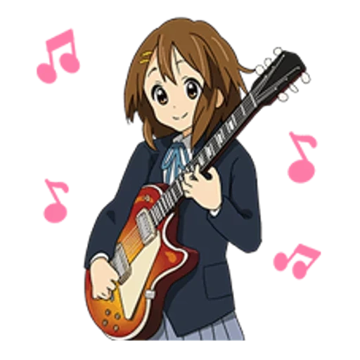 рисунок, аки тоёсаки, k--on yui гита, юи хирасава гитарой, лёгкая музыка аниме