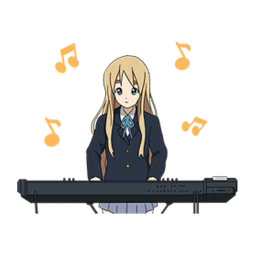 mugi, mugi chan, keion mugi, minako kotobuki, tsumugi kotobuki mit einem synthesizer