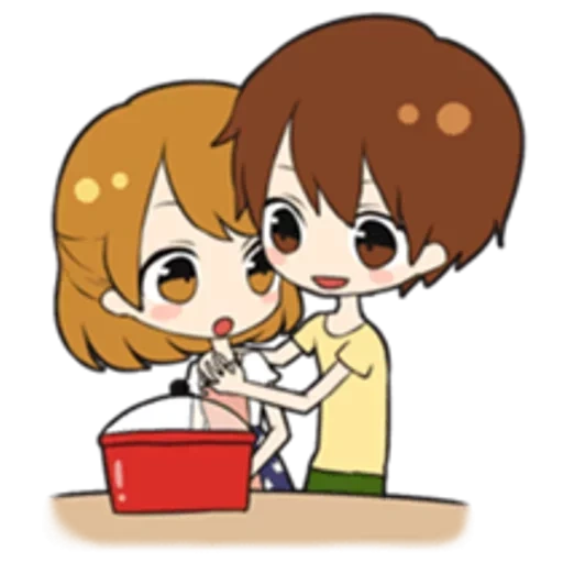 chibi, abb, paar süß, das ehepaar chibi, gepaarte emoticon-anime