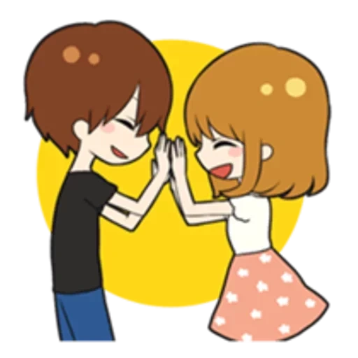 figure, cartoon cute, anime cute couple, paired expression animation, happy new year three expressions