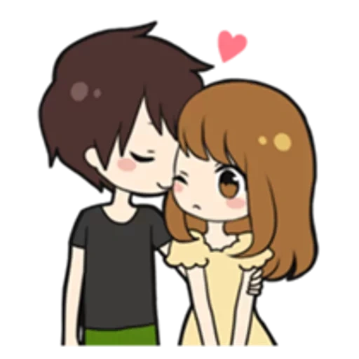 figure, anime lovers, chibi and his wife, cartoon love, paired expression animation