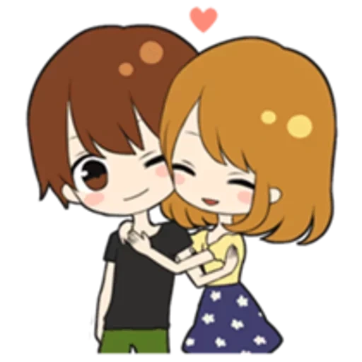 figure, chibi and his wife, art picture love, paired expression animation, love map of lovers