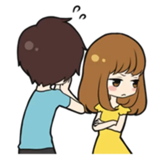 figure, anime lovers, cute cartoon couple, paired expression animation, andertell cartoon dating