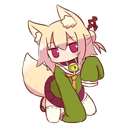 anime, kemomimi, fox girl, chen keminmei, chibi