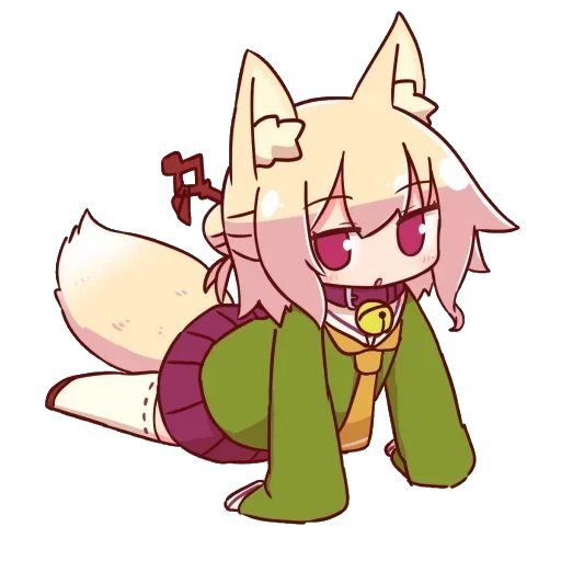 kemomimi, fox girl, animal ears, chen keminmei, chibi