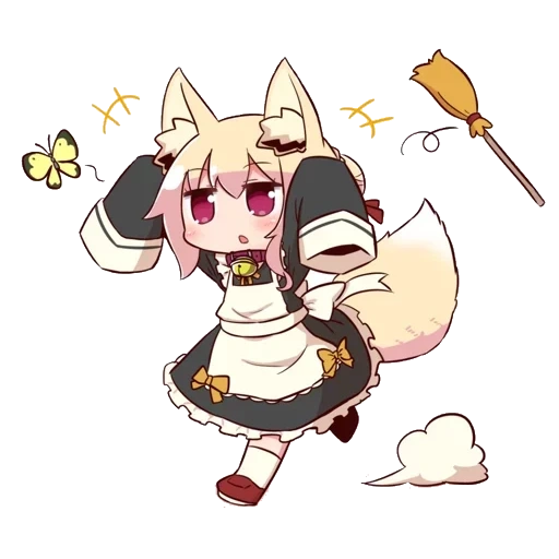 chibi, kemomimi, fox girl, oreilles d'animaux, kemomimi chan