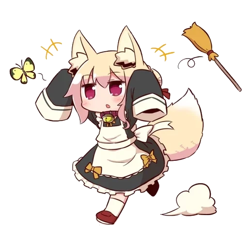 chibi, kemomimi, fox girl, orecchie di animali, kemomimi chan