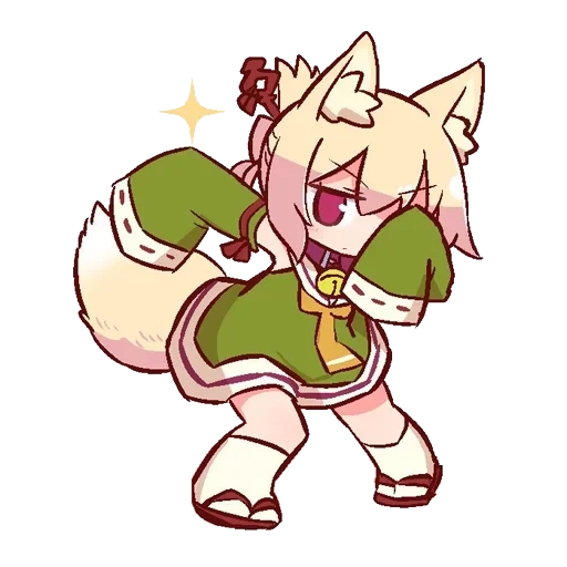 fox girl, chen keminmei, chibi, kemo mimi yang pintar, karakter anime