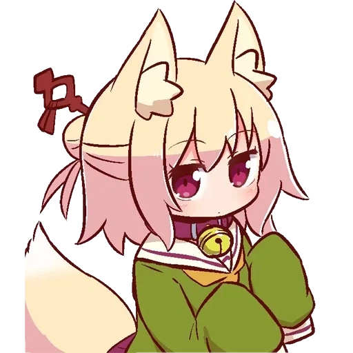 anime, kemomimi, fox girl, chen keminmei, chibi