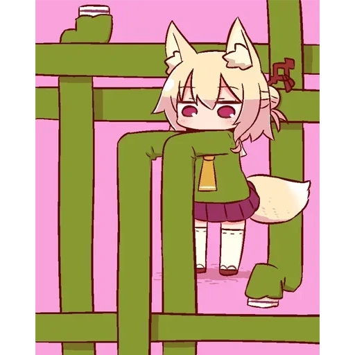 anime, kemomimi, fox girl, orecchie di animali, kemomimi chan