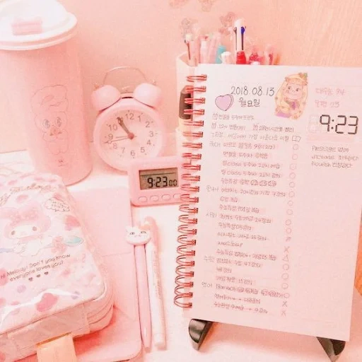 estetika, estetika nama, studyspiration ld, estetika merah muda kawai, buku harian pribadi estetika