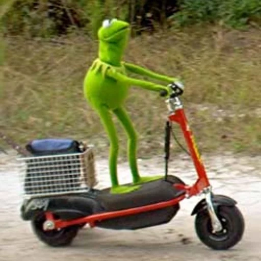 mem kermit, rana kermita, scooter divertido, ranas divertidas, rana cermit