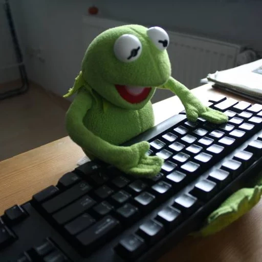 kermit, frog cermit, frog cermit, cermit at the computer, frog cermit at the computer
