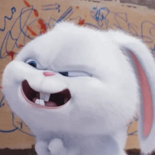 кролик снежок, веселый кролик, злобный кролик, кролик снежок грустит, кролик снежок мультфильм