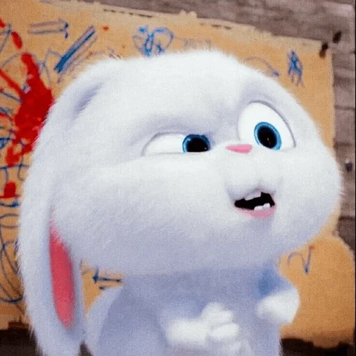 снежок кролик, белый кролик мультика, кролик снежок грустит, кролик снежок мультфильм, кролик мультика тайная жизнь домашних животных