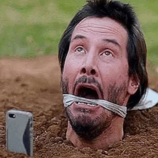 human, keanu reeves, keanu reeves buried, keanu reeves with adhesive mouth, head svetlana baskova 2003