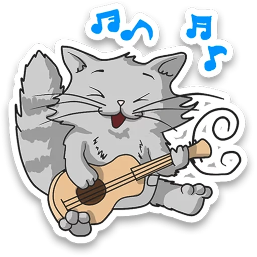 manul, il gatto canta, il gatto è la chitarra, il gatto è una clipart per chitarra, chitarta catto cartione