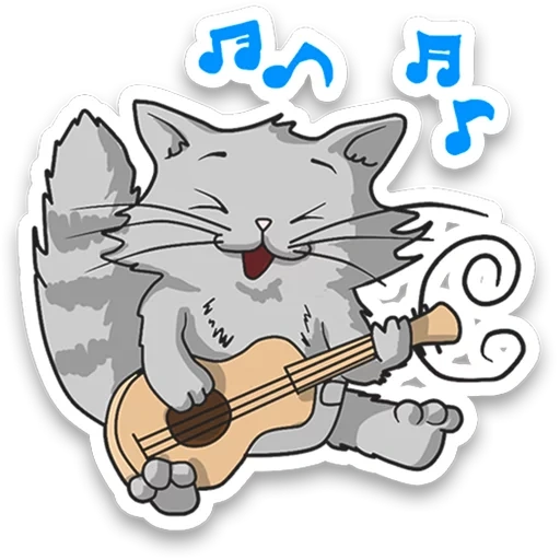 manul, kucing bernyanyi, kucing itu gitar, kucing adalah clipart gitar, gitar kucing kartun